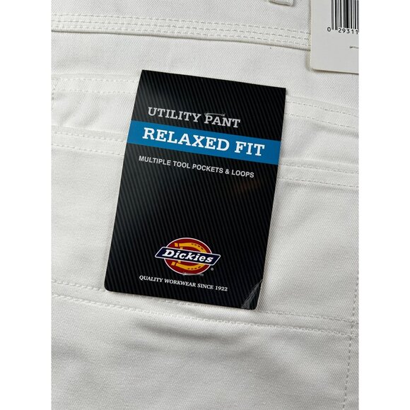 Dickies Pants Mens 48x32 Utility Work Pants White Relaxed Fit Carpenter Painter - Picture 4 of 10